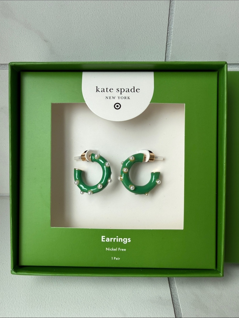 kate spade Green Pearl-Accent Half Hoop Earrings for Kids
